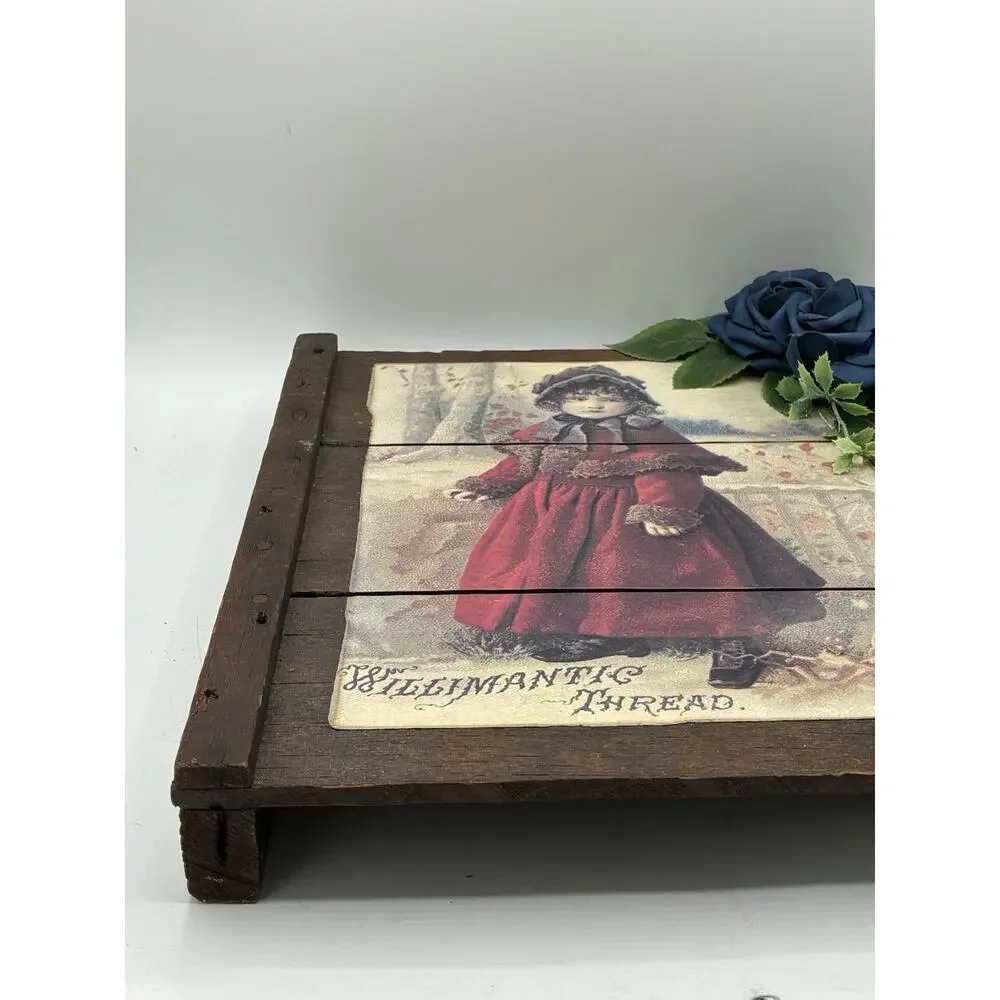 Farmhouse Wall Decor Vintage Style Willimantic Thread Image Barnwood Floral